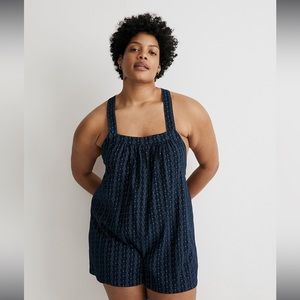 Madewell Square-Neck Crossback Romper in Striped Floral